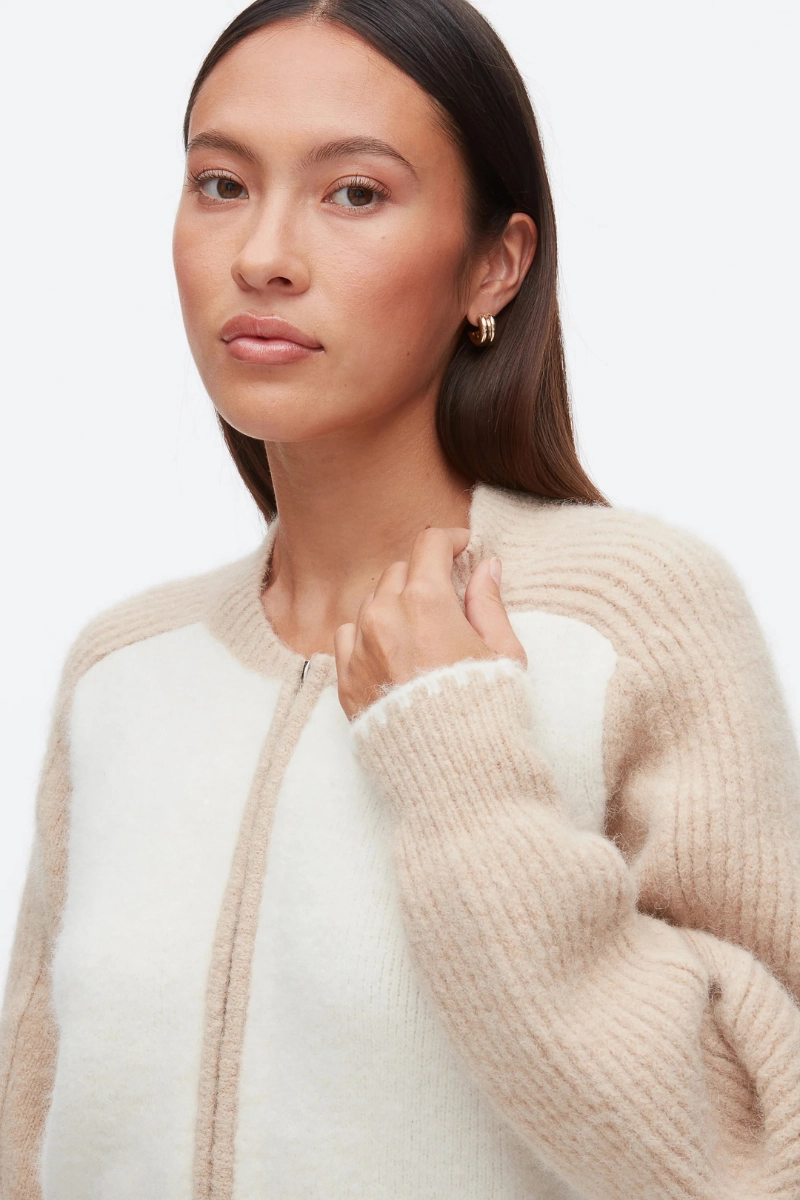 Colorblock Zip Cardigan Eco Conscious Processing