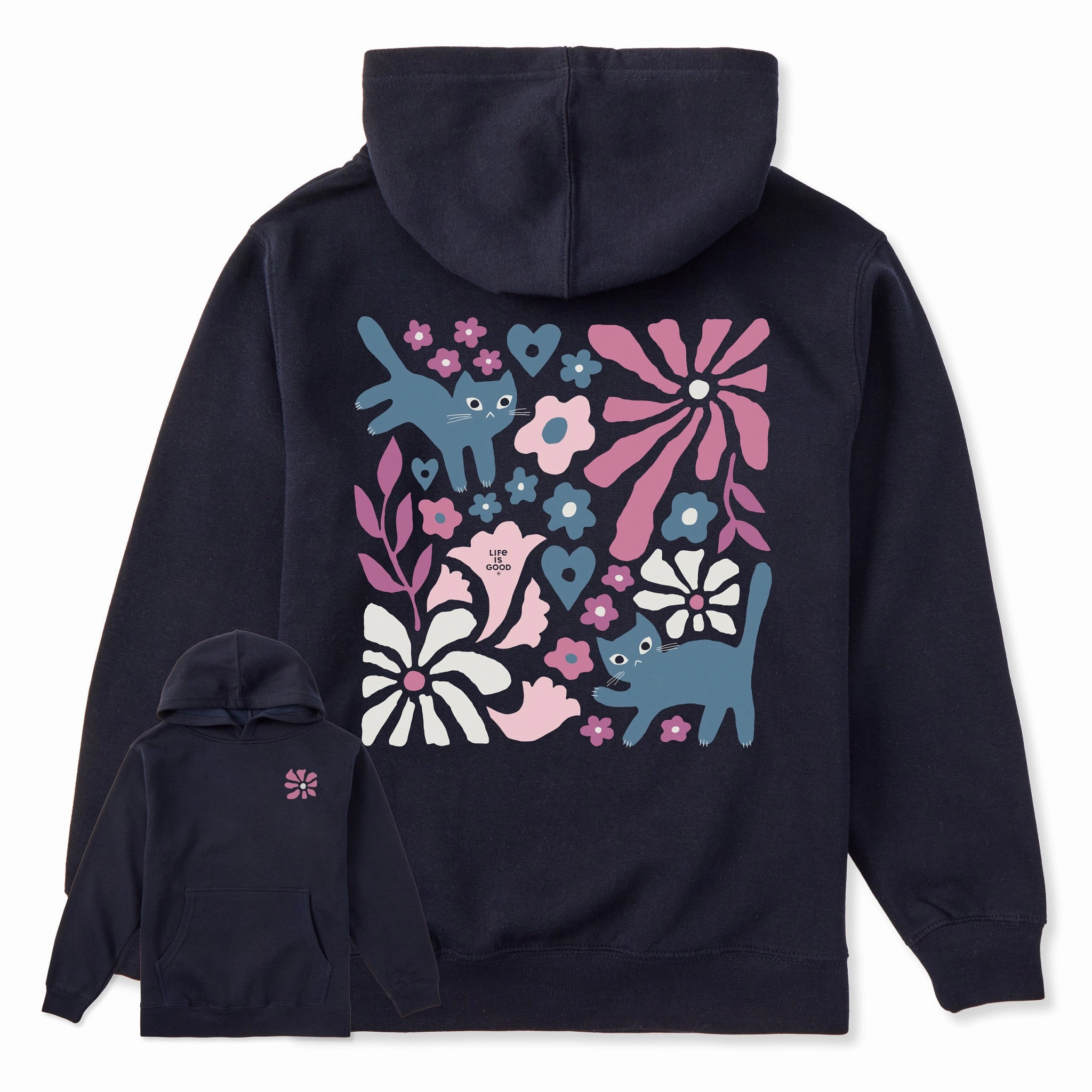 Essential Piece Kids Cats in Flower Field Every Wear Hoodie Sweatshirt