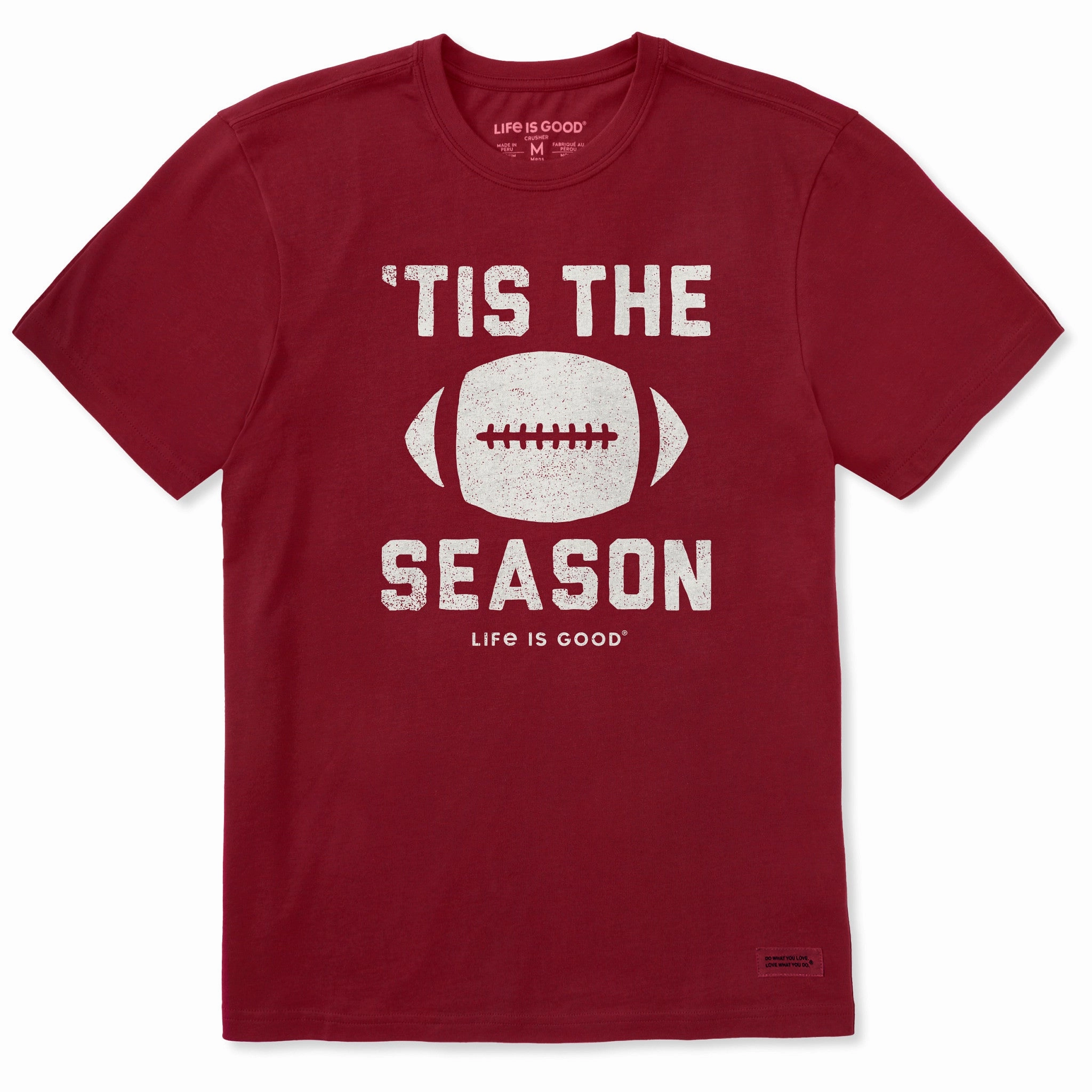 Men's Tis The Football Season Short Sleeve Crusher Tee Classic Style Trend Light and Comfortable