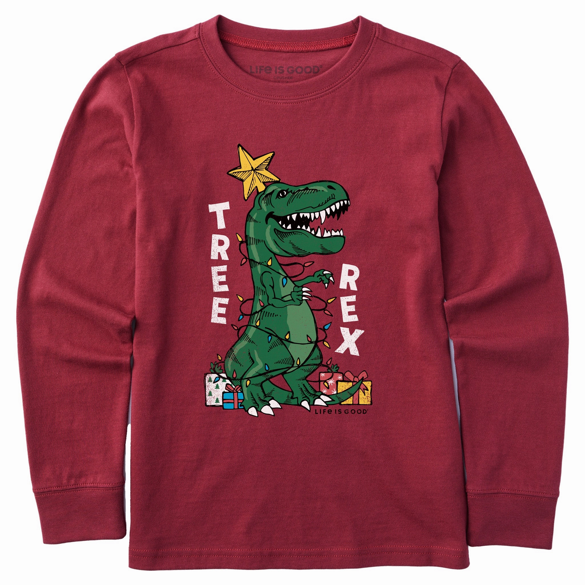 Holiday Wear Kids Tree Rex Long Sleeve Crusher Tee