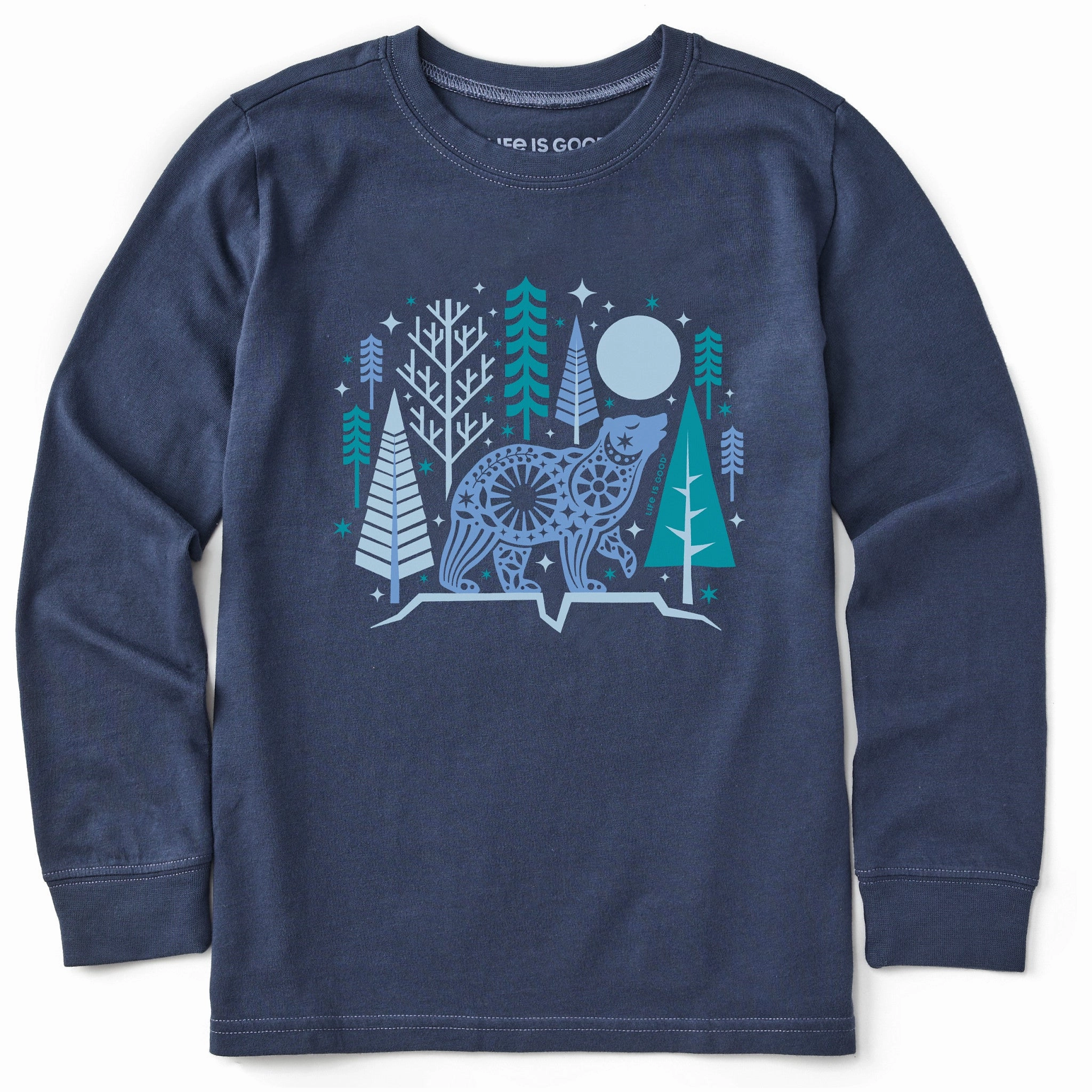 Kids Nordic Bear Winter Long Sleeve Crusher Tee Minimal Look Sleep