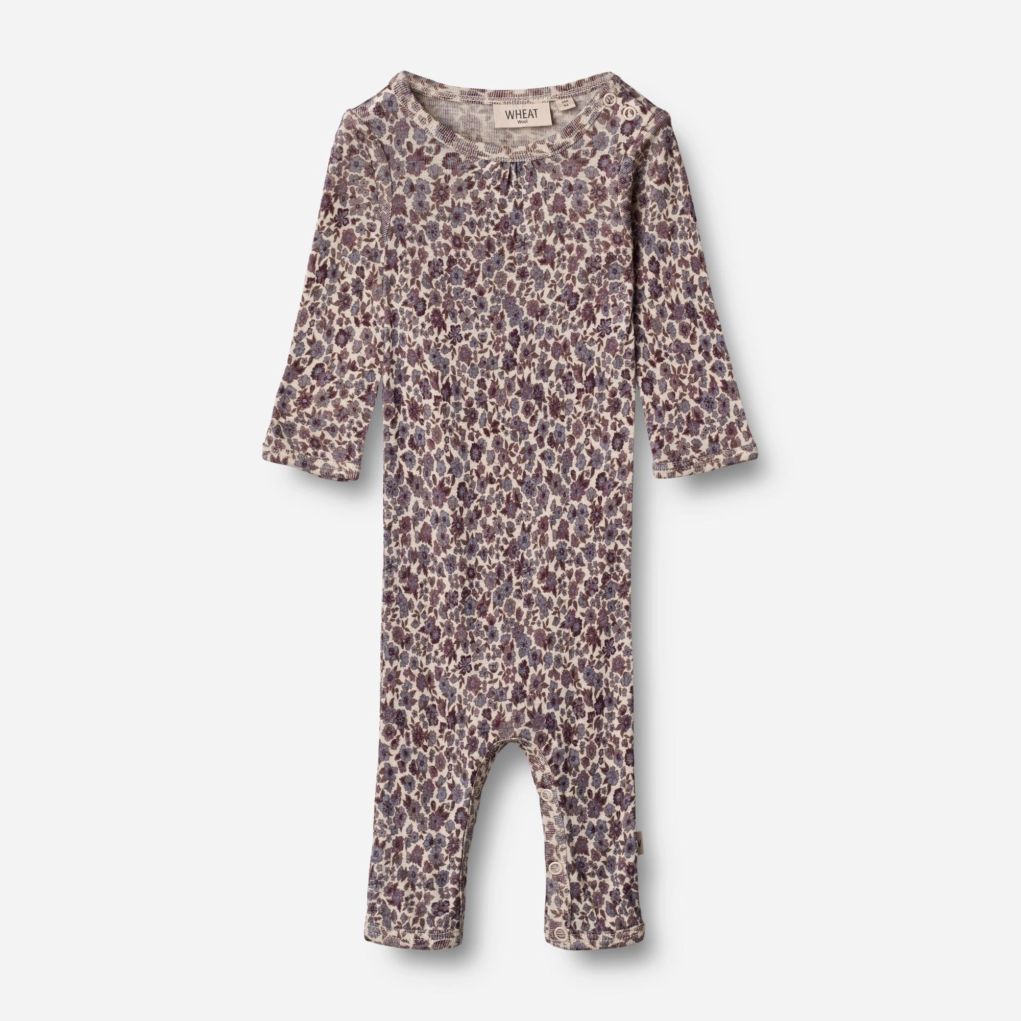 Layered Cable Pattern PreShrunk Material Wool Jumpsuit Gatherings | Baby - purple flowers