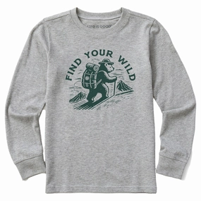 Kids Find Your Wild Bear Long Sleeve Crusher Tee Simple Layer