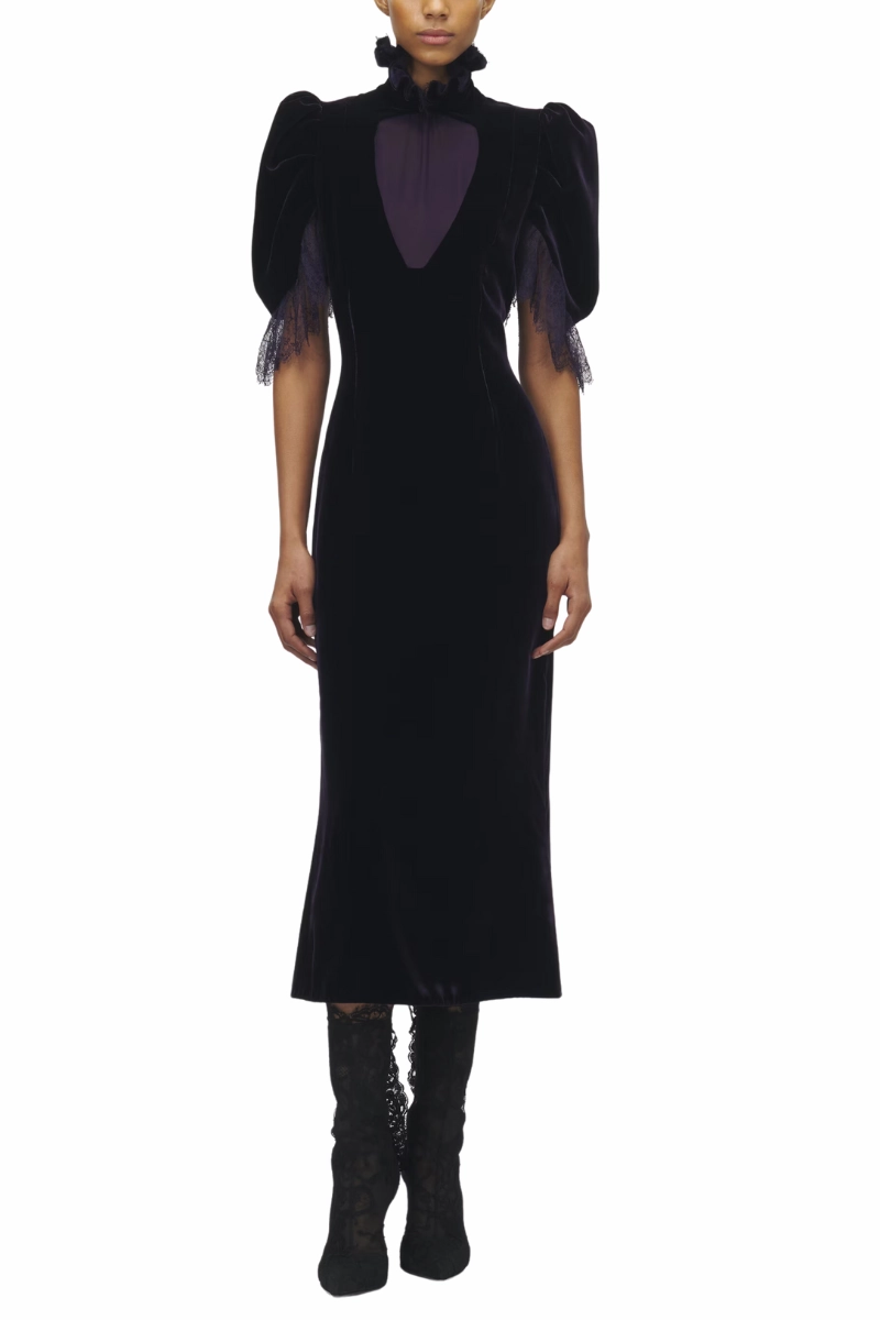 Fluid Velvet Evening Dress Daily Casual Ombre-Effect