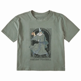 Women's Fantasy Football Wizard QB Short Sleeve Crusher Boxy Tee V neck elegance Wrinkle Resistant Finish