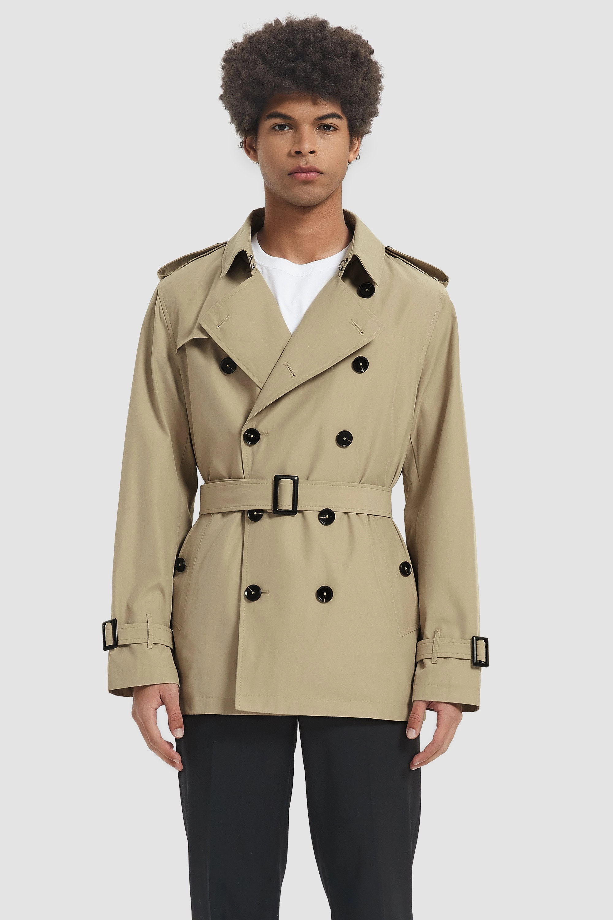 StretchableMaterial Classic Double-Breasted Overcoat