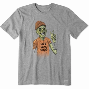 Comfort Stretch Wear Men's Life Was Good Zombie Short Sleeve Crusher Tee