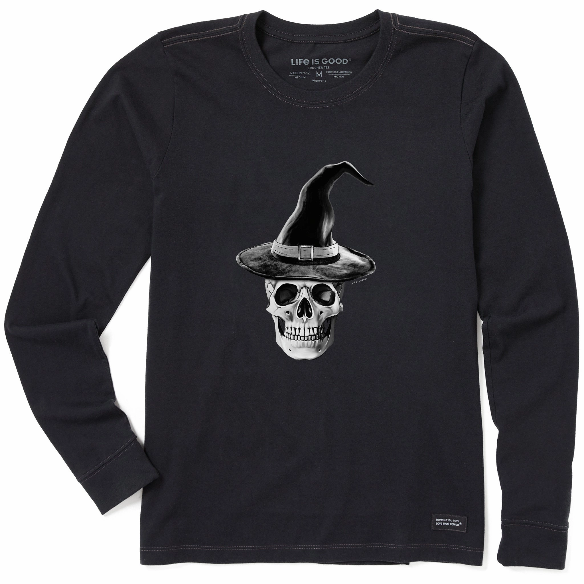 Perfect for Vacation Printed design Women's Antique Skull Witch Long Sleeve Crusher Tee