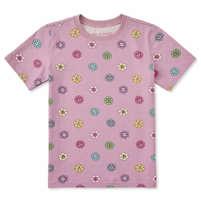 Kids Smiling Daisy Pattern Short Sleeve Crusher Tee Comfort Fit