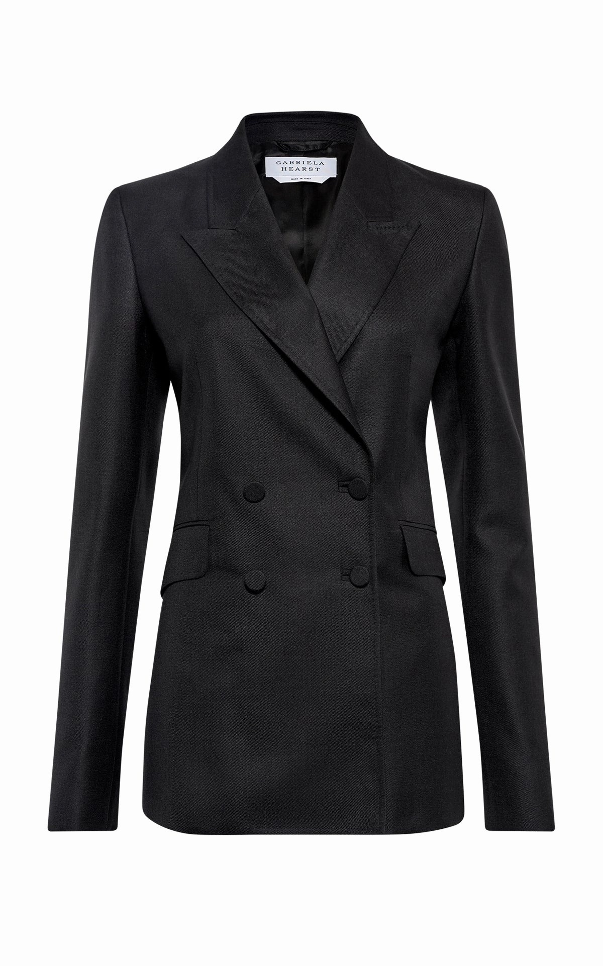 Angela Blazer in Black Virgin Wool Silk with Linen Sleek Professional Smart Design Fit