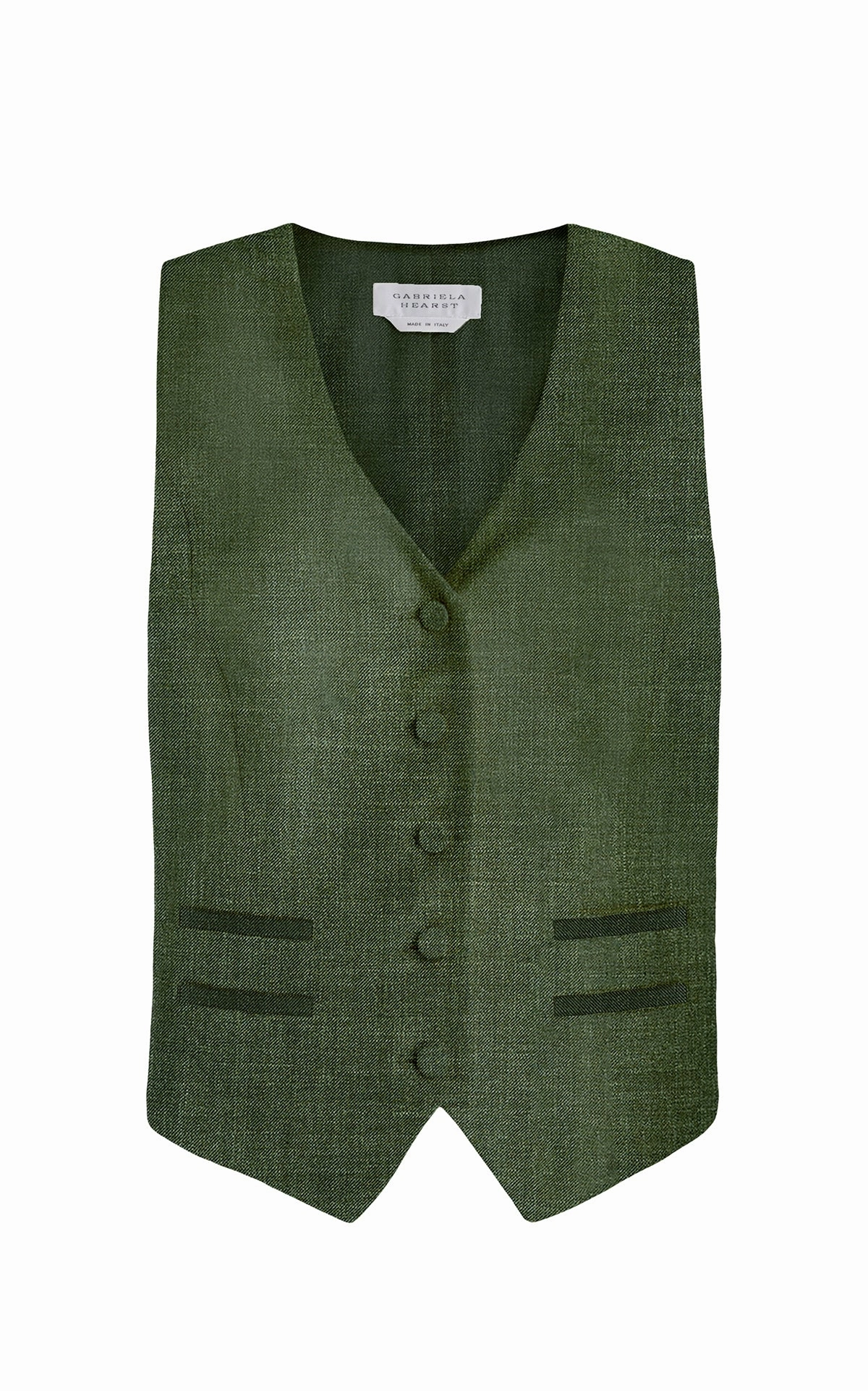 Executive Wear Coleridge Vest in Olive Virgin Wool Silk with Linen