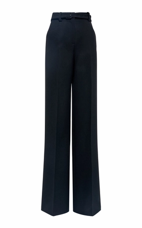 Effortless Comfort Norman Wide-Leg Pant in Black Recycled Virgin Wool
