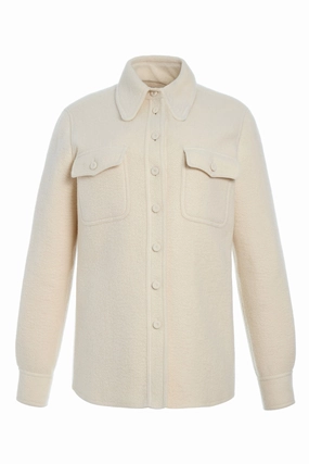 Fashionable DoubleReinforced Zipper John Austin Shirt in Ivory Double-Face Recycled Cashmere Felt
