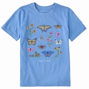 Casual Flex Wear Relaxed Everyday Wear Kids Butterflies and Wildflowers Short Sleeve Crusher Tee