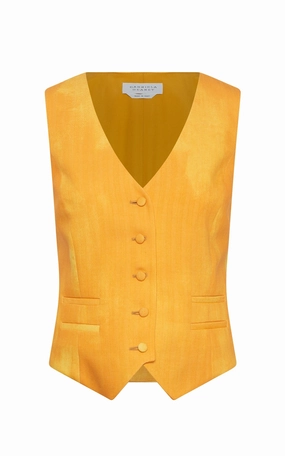 Fashion Layering Coleridge Vest in Cadmium Yellow Virgin Wool