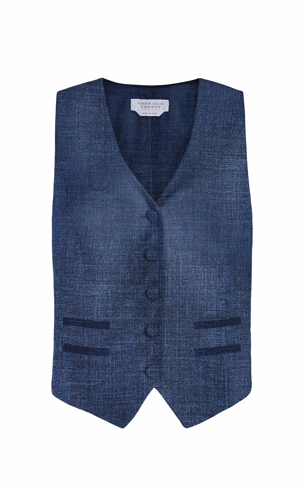 Refined Fit Wear Coleridge Vest in Denim Virgin Wool Silk with Linen