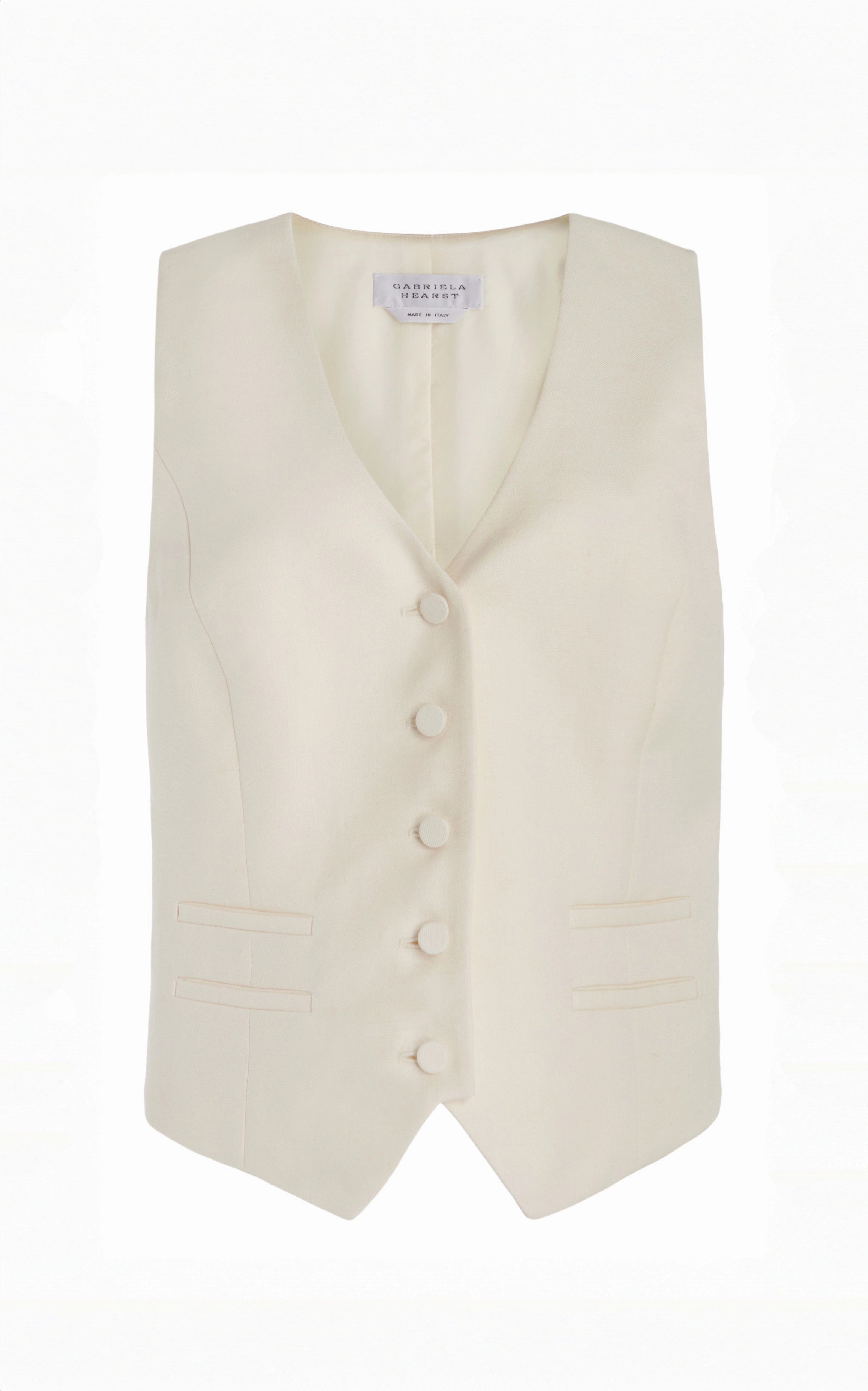 Coleridge Vest in Ivory Virgin Wool Silk with Linen Business Wear Workday Essential