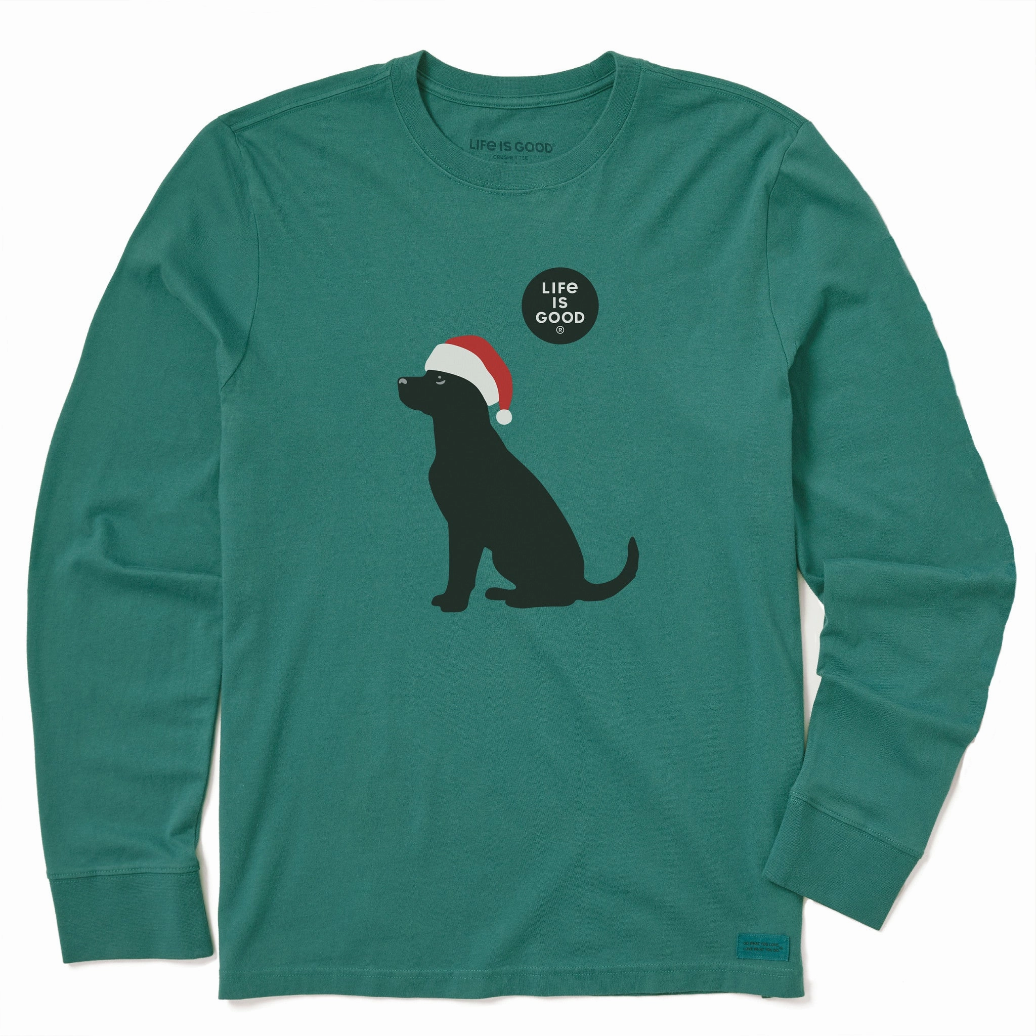 Kids Santa Dog Long Sleeve Crusher Tee Weekend Essential Unisex