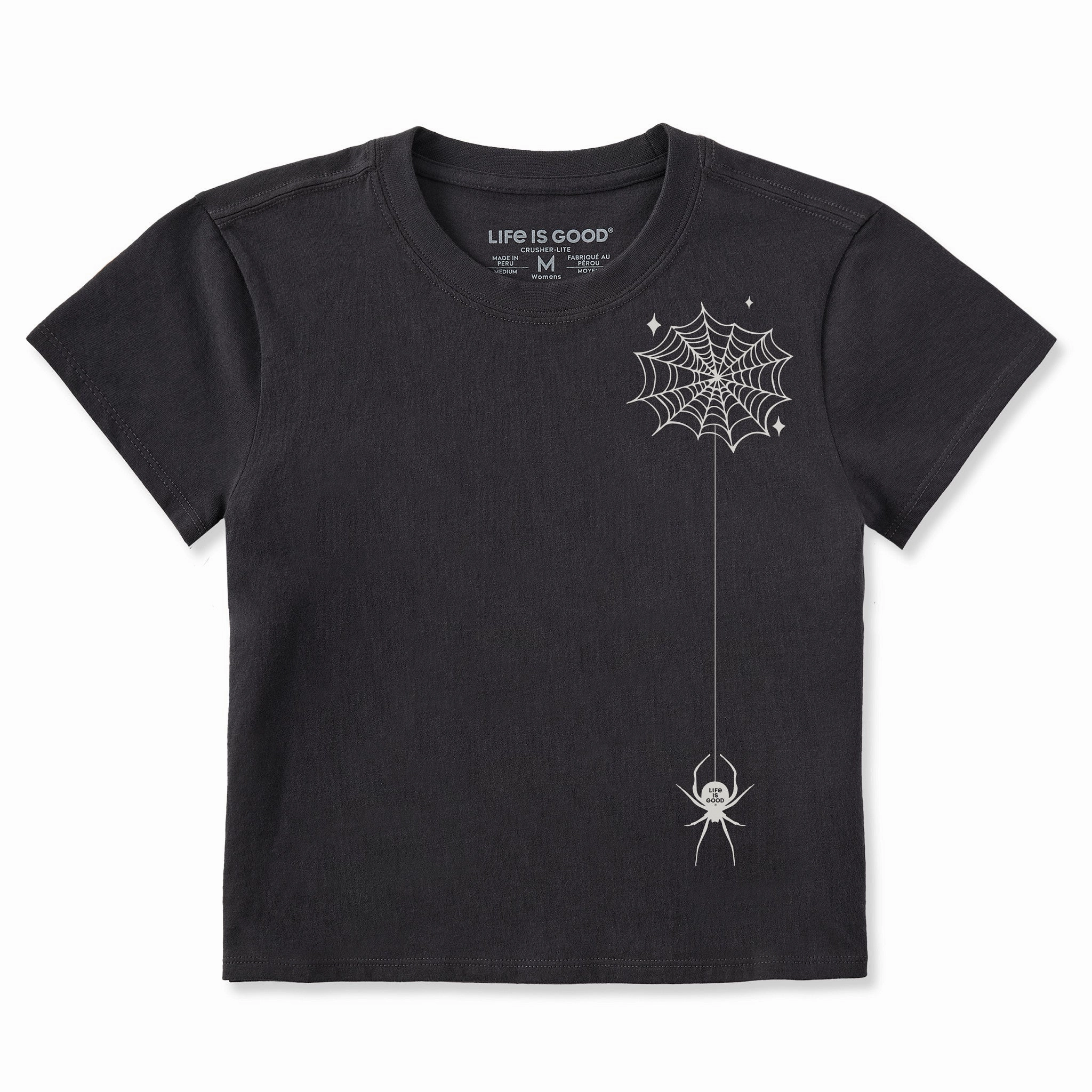 Easy Care Fabric Leather combination Women's Halloween Spider Crusher-LITE Shrunken Tee