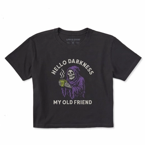 Women's Hello Darkness Reaper Short Sleeve Crusher Boxy Tee Breezy Design