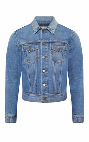 Barry Trucker in Uruguayan Blue Recycled Cotton Denim Finance HighCollar Design