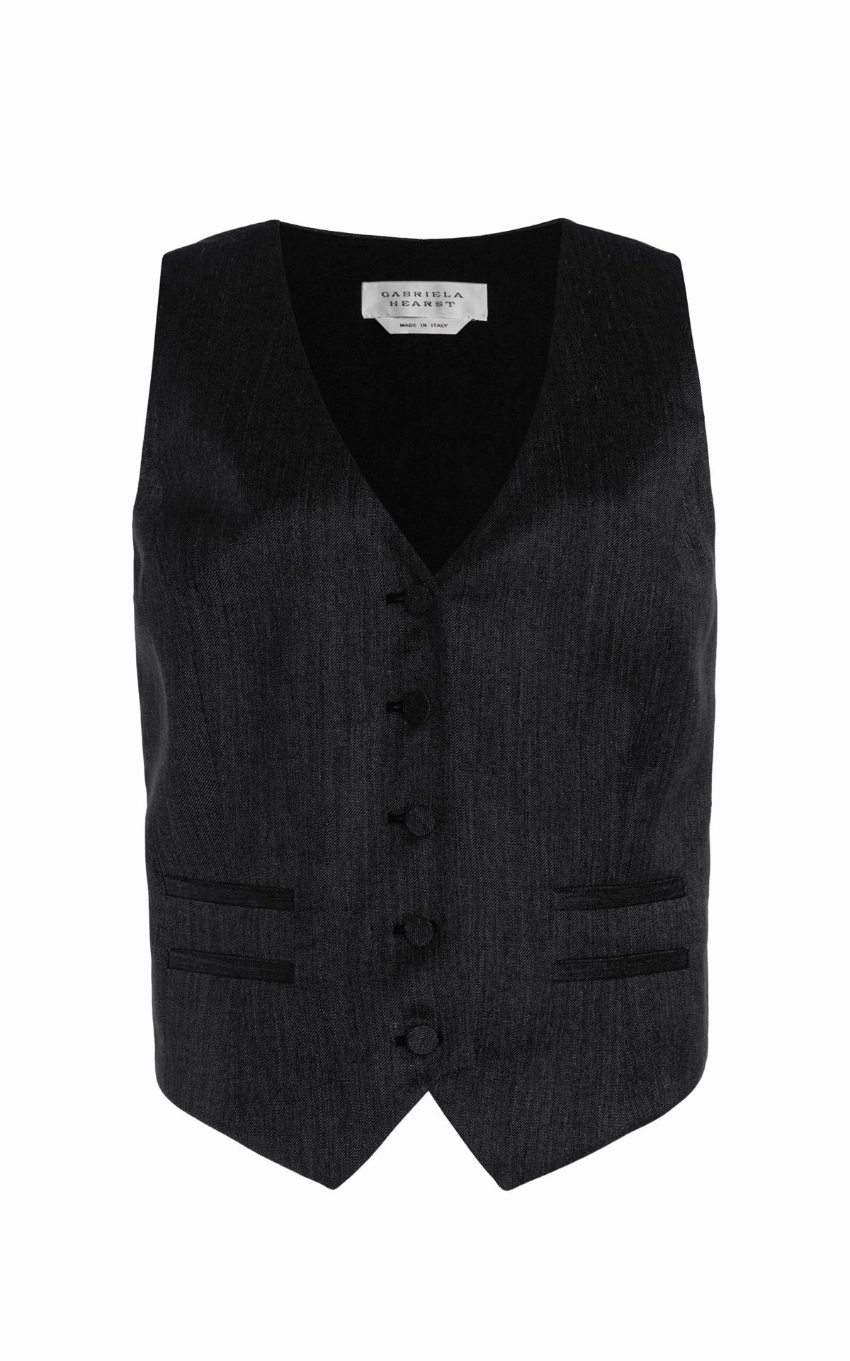 Coleridge Vest in Black Virgin Wool Silk with Linen Sleek Business Wear