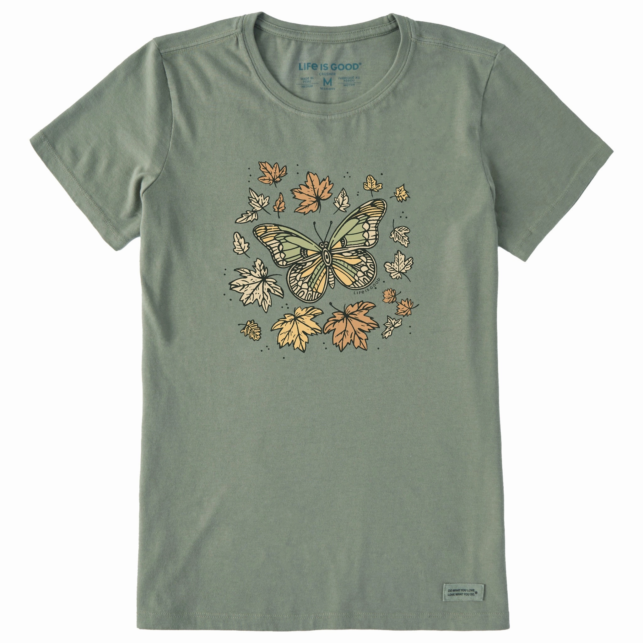 monochromatic Basic Layer Women's Butterfly in Fall Short Sleeve Crusher Tee