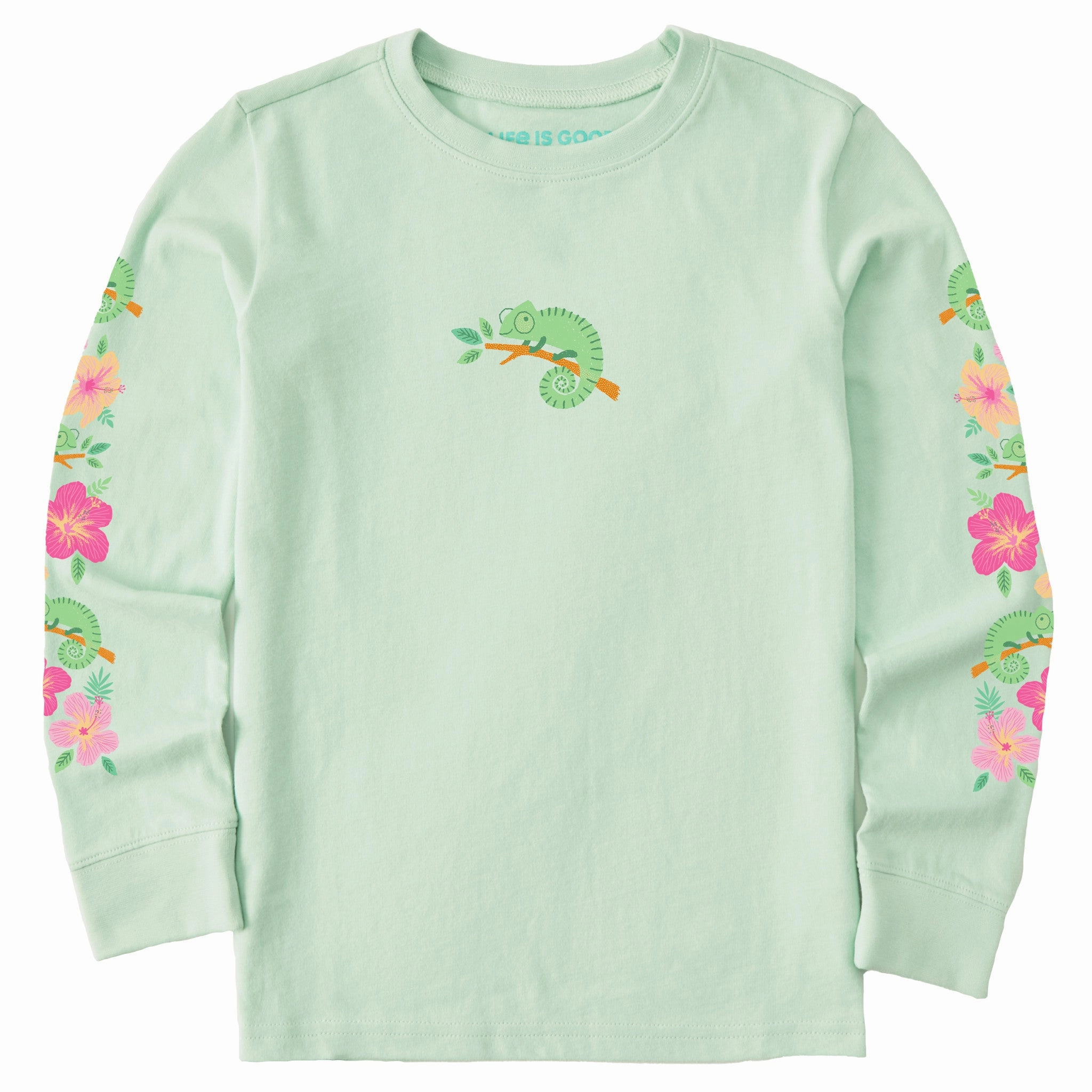Perfect Layer AllWeatherComfort Kids Chameleon Hibiscus Long Sleeve Crusher Tee