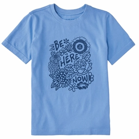 Kids Be Here Now Flower Field Short Sleeve Crusher Tee Cool Weather Wear Soft Lining