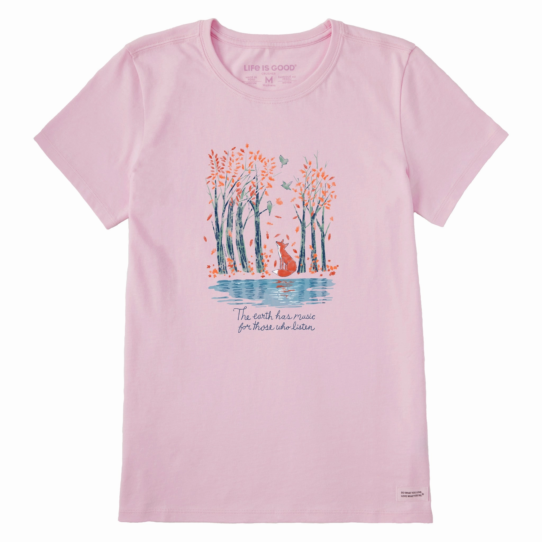 Roomy Waist AntiPilling Women's Earth Has Music Foxy Lake Short Sleeve Crusher Tee