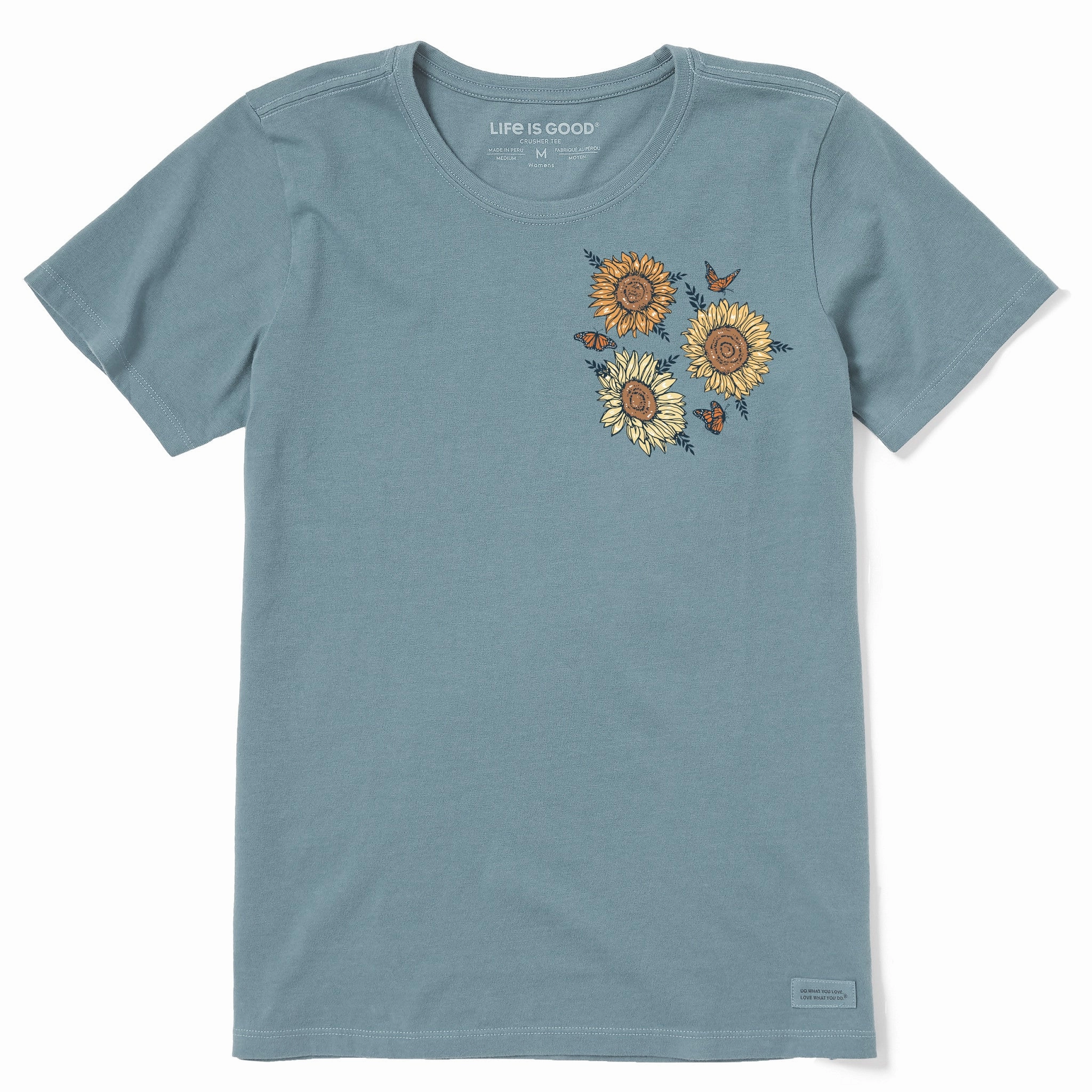Everyday Look Wear Women's Sunflower Butterflies Short Sleeve Crusher Tee