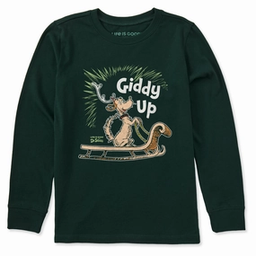 Relaxed Waist Kids Giddy Up Max Long Sleeve Crusher Tee