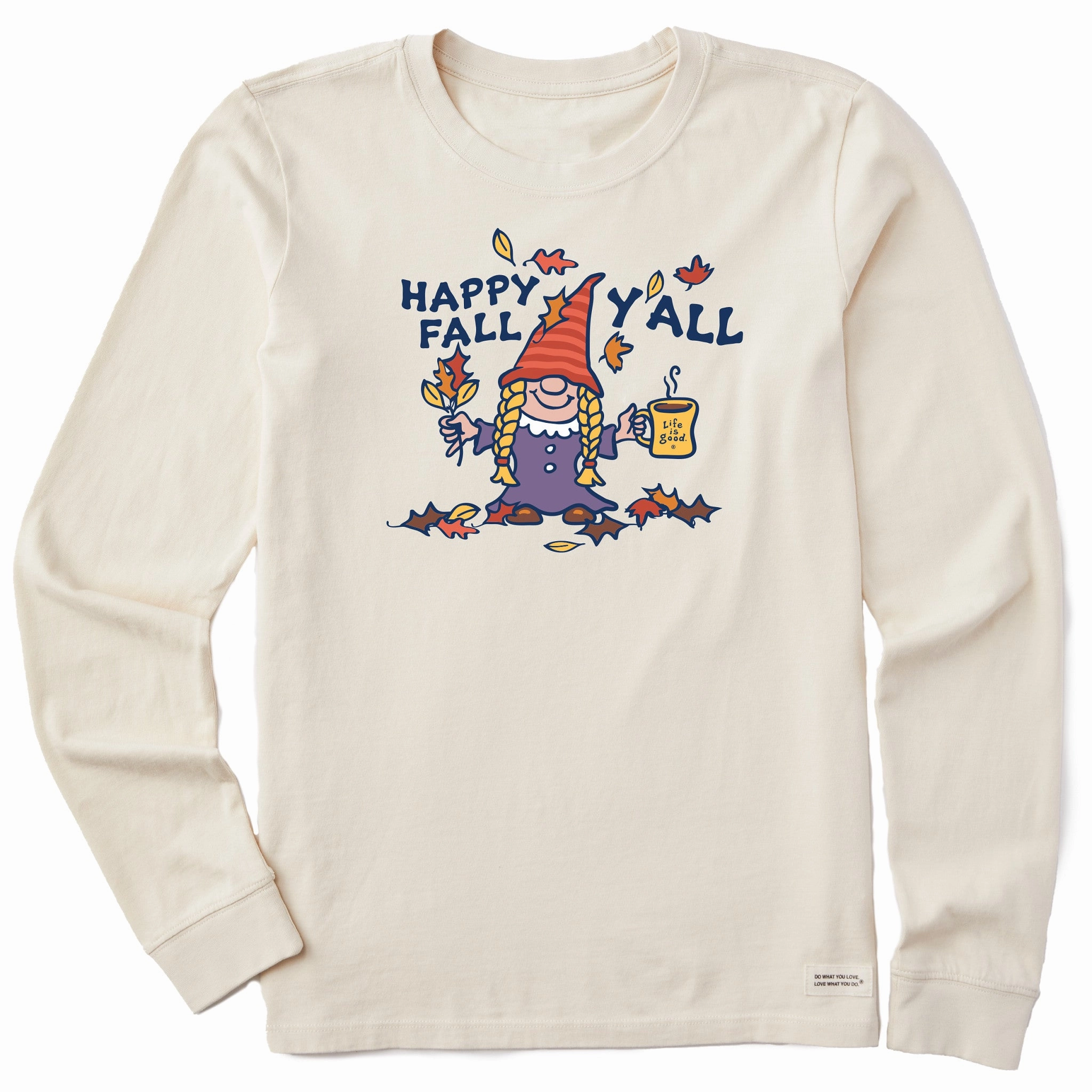 Women's Happy Fall Gnome Braids Long Sleeve Crusher Tee Adaptable