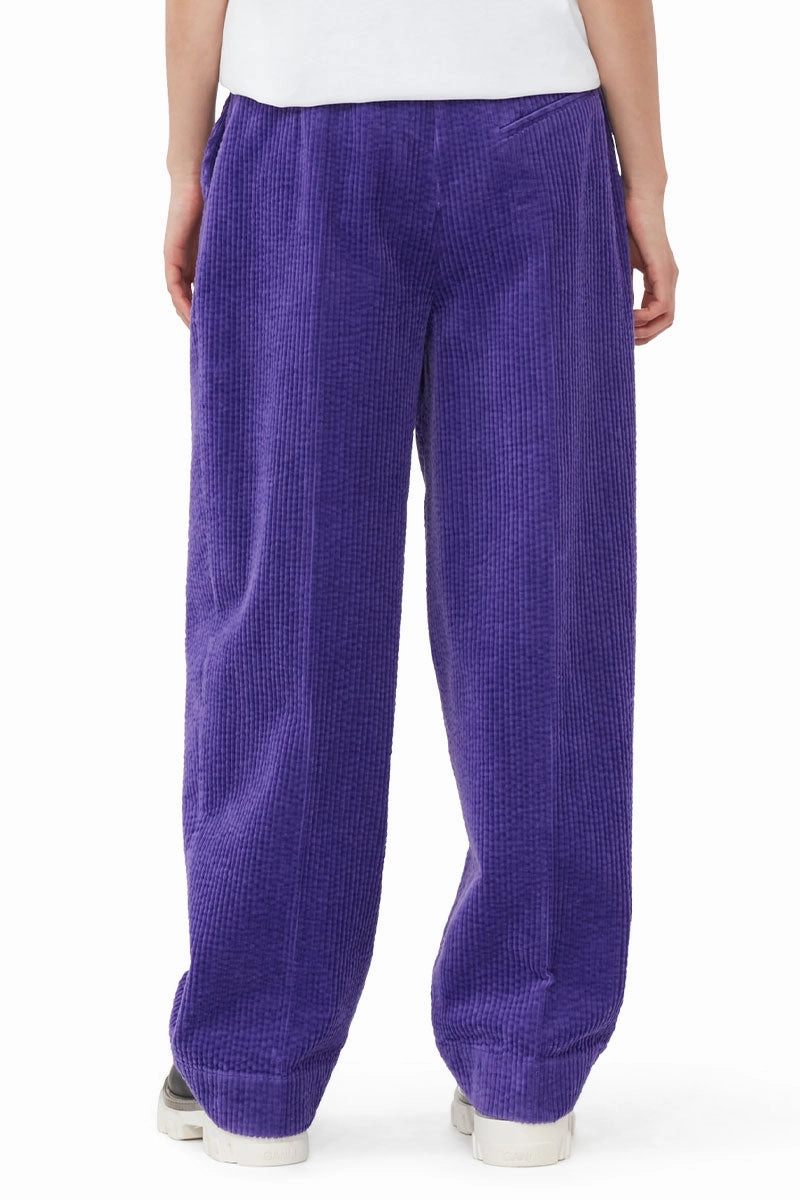 Corduroy Relaxed Pleated Pants Weekend Comfort Airy Feel