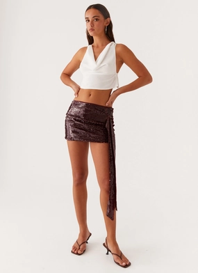 Cosmopolitan Sequin Mini Skirt - Maroon Clean Lines