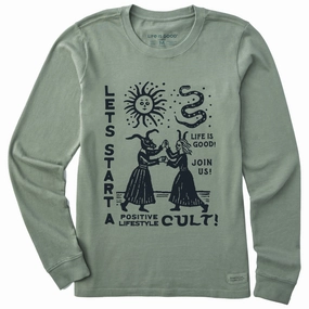Flexible Design Women's Let's Start a Cult Long Sleeve Crusher Tee