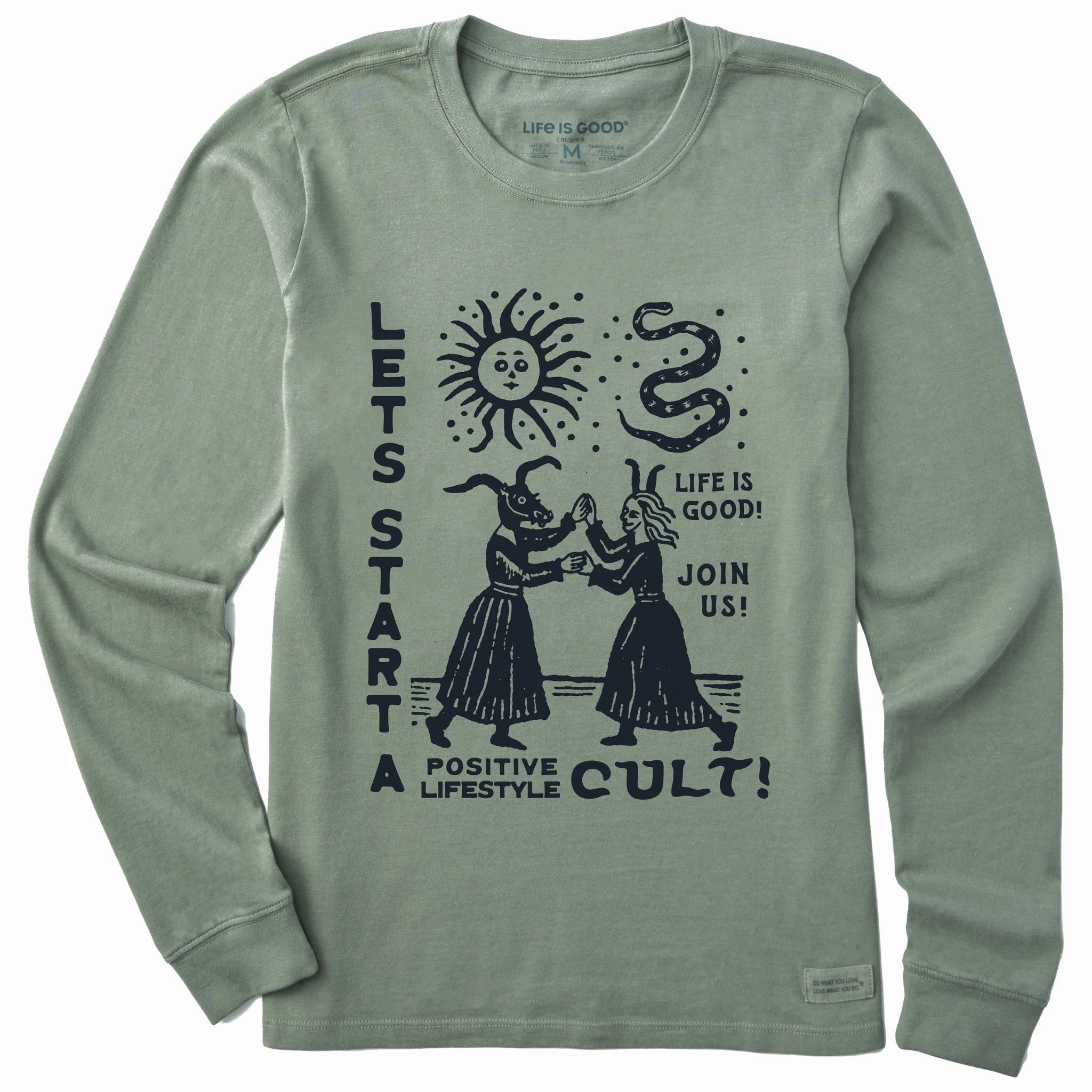 Flexible Design Women's Let's Start a Cult Long Sleeve Crusher Tee