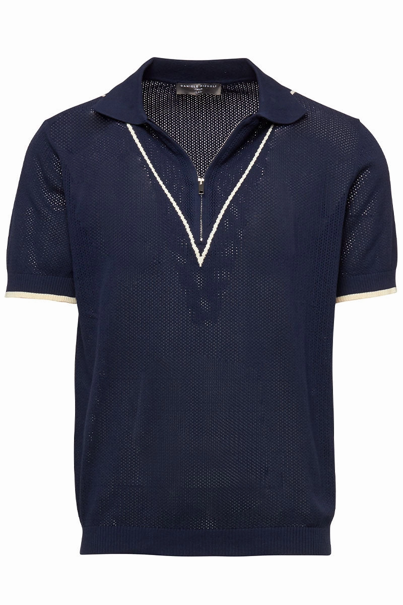 Smart Wearable V Trim Zip Polo