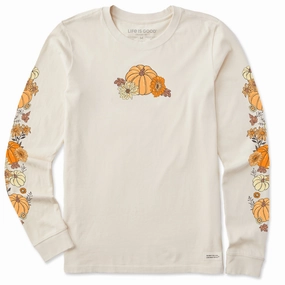 Women's Autumn Floral Pumpkins Long Sleeve Crusher Tee Breathable Design Fit For Movement