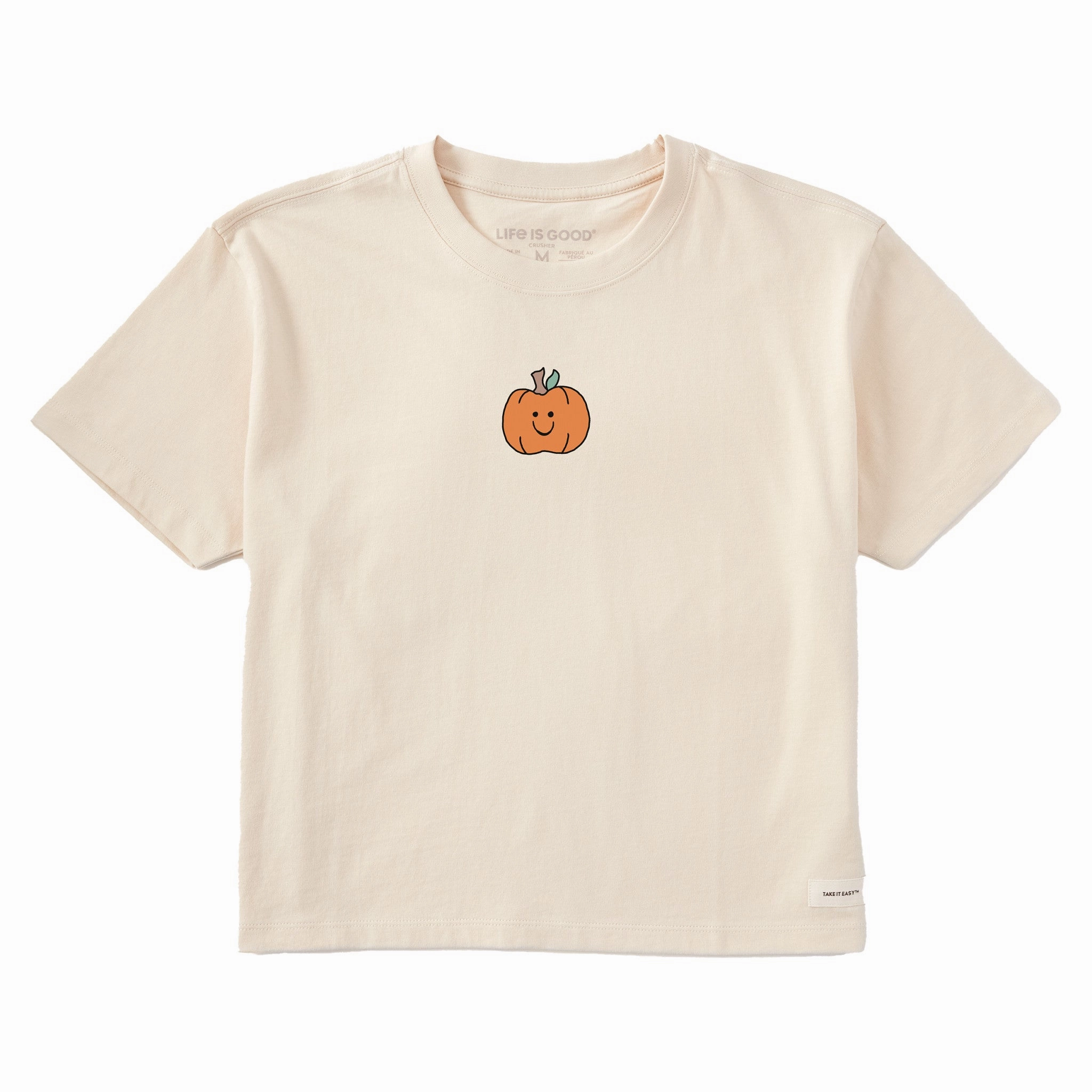 Relaxed and Comfy Women's Happy Pumpkin Short Sleeve Crusher Boxy Tee