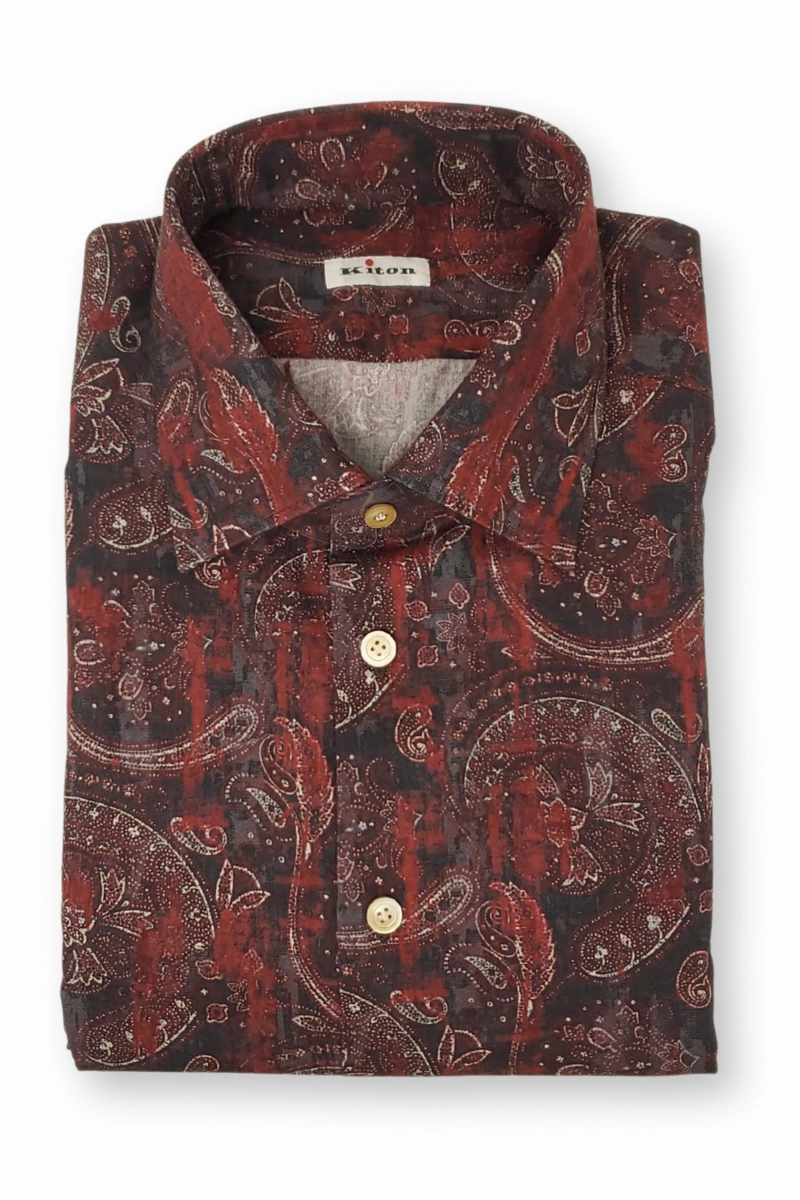 Fashion Wearable Dark Red Paisley Shirt