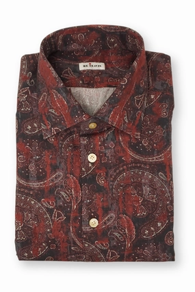 Fashion Wearable Dark Red Paisley Shirt