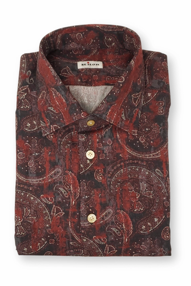 Yoga Friendly Dark Red Paisley Shirt