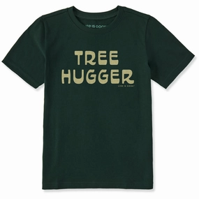 Textured Surface Kids Tree Hugger Script Short Sleeve Crusher Tee
