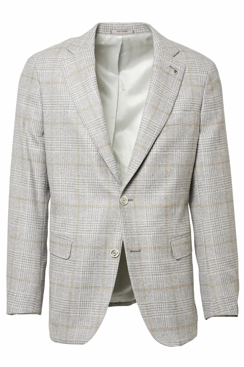 Cream Plaid Sport Jacket Refined Look Fit Layered Comfort Wear