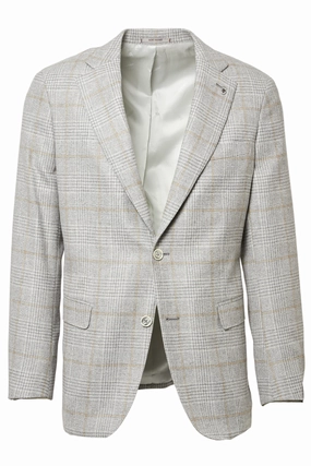 Cream Plaid Sport Jacket Refined Look Fit Layered Comfort Wear