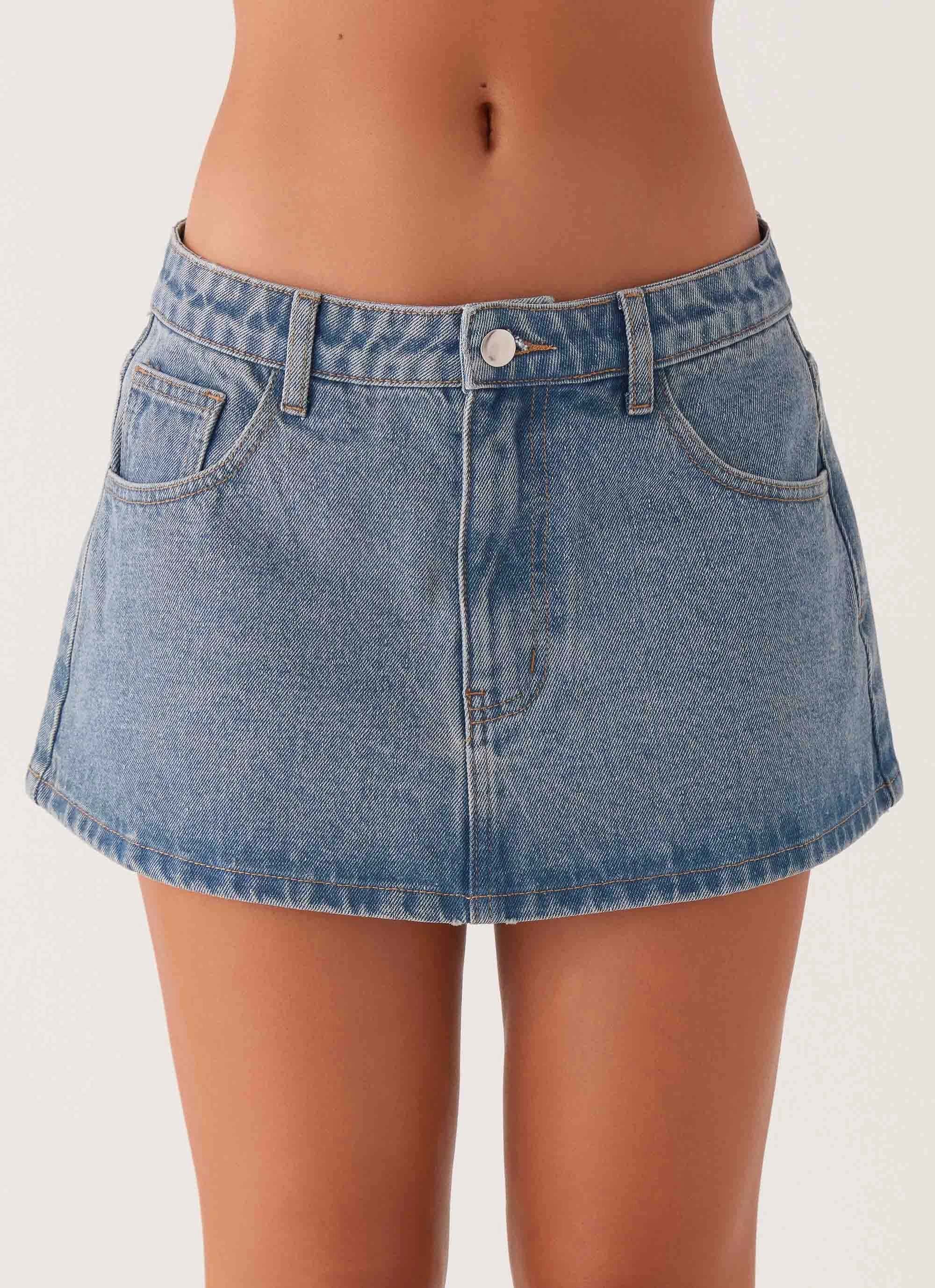 Carrie Denim Mini Skirt - Washed Indigo Chill Mood