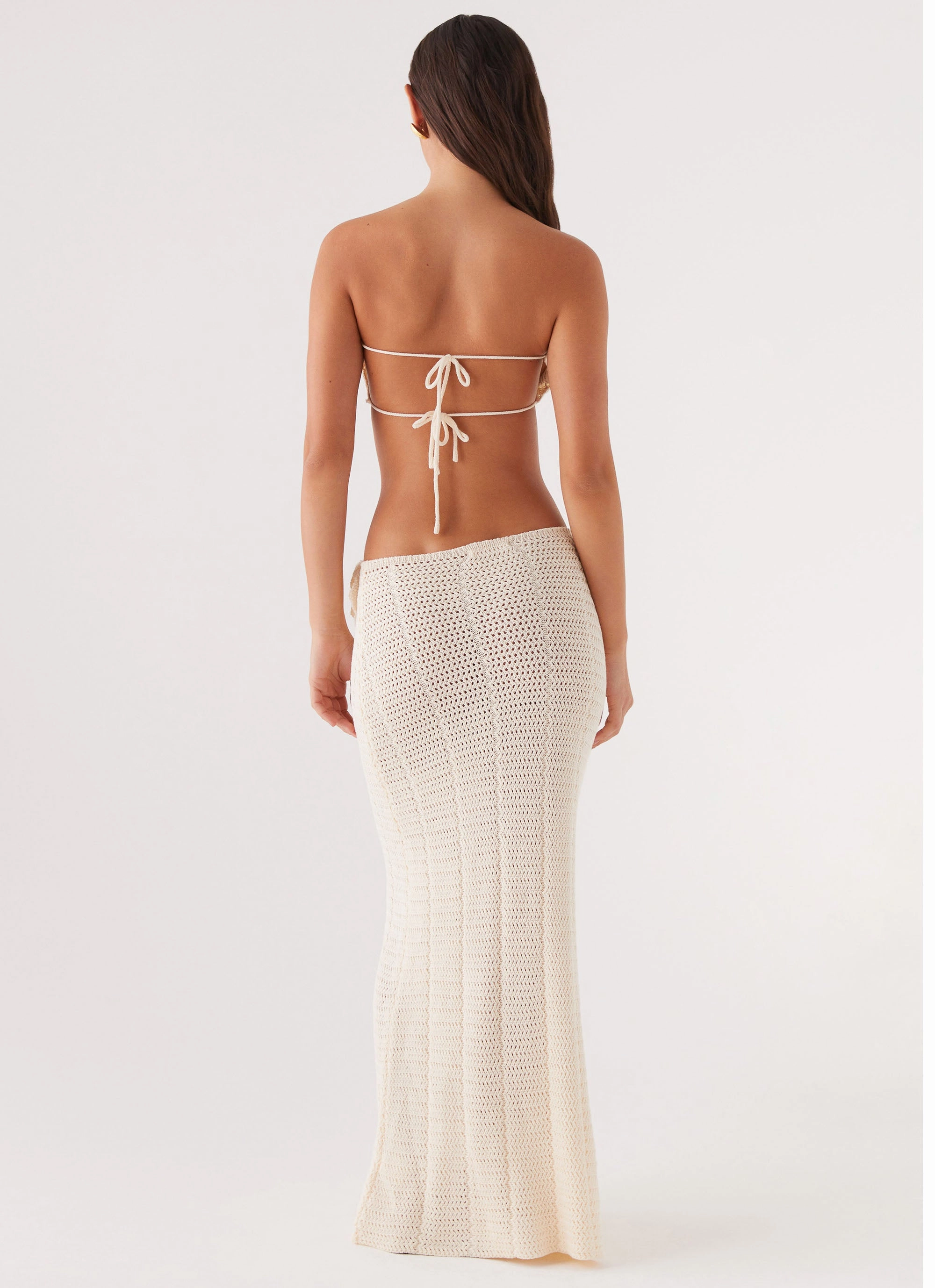 Erasable Crease Chic Fit Kelcie Rose Crochet Maxi Skirt - Ivory