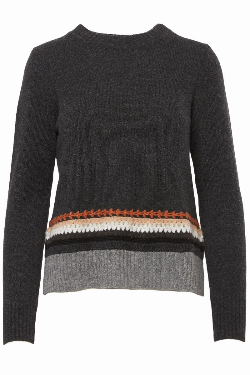Everyday knitwear Crochet Border Boxy Crew