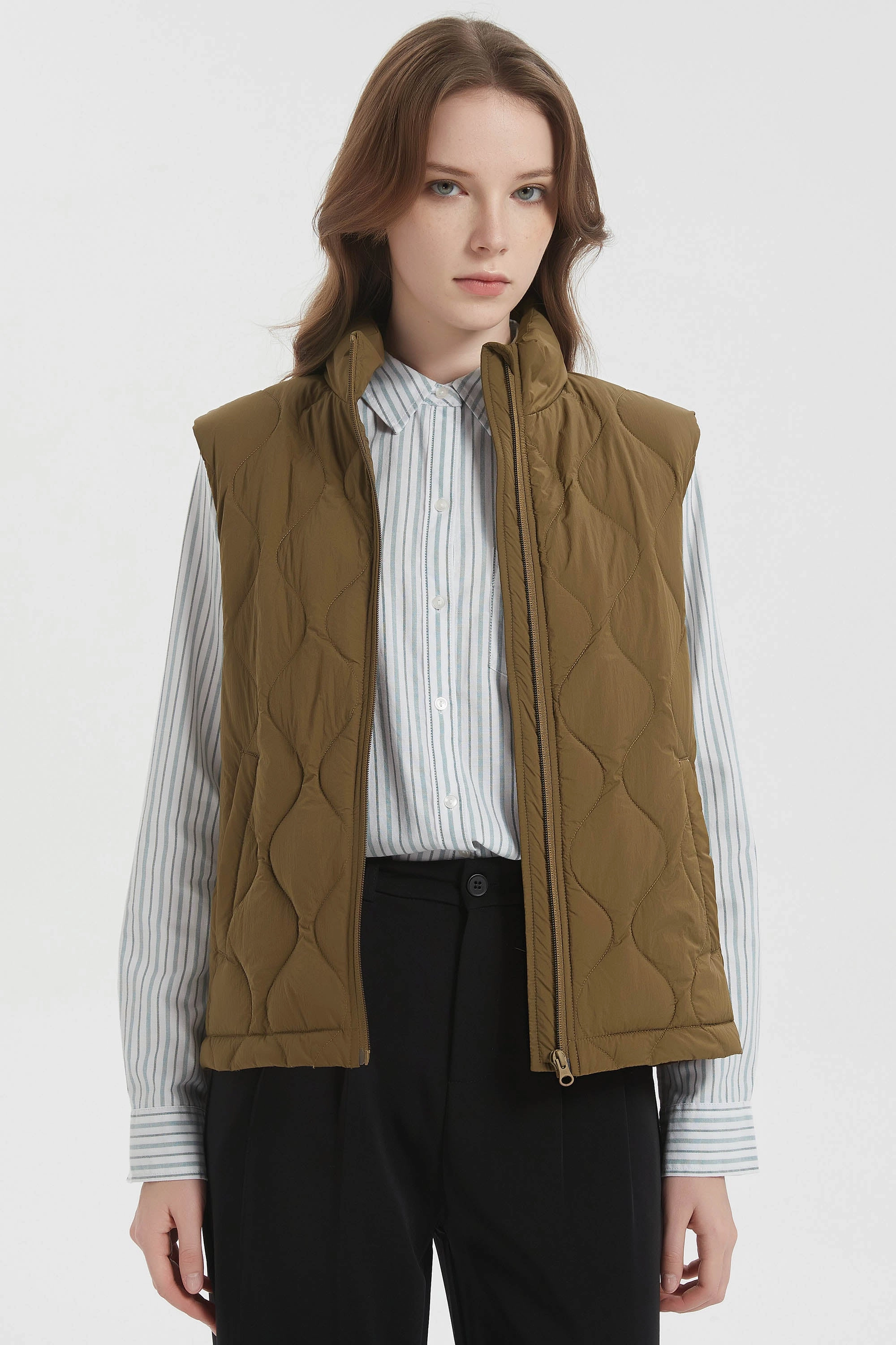 Autonomous - capable City Style Cropped Down Puffer Vest Zip Up Lightweight